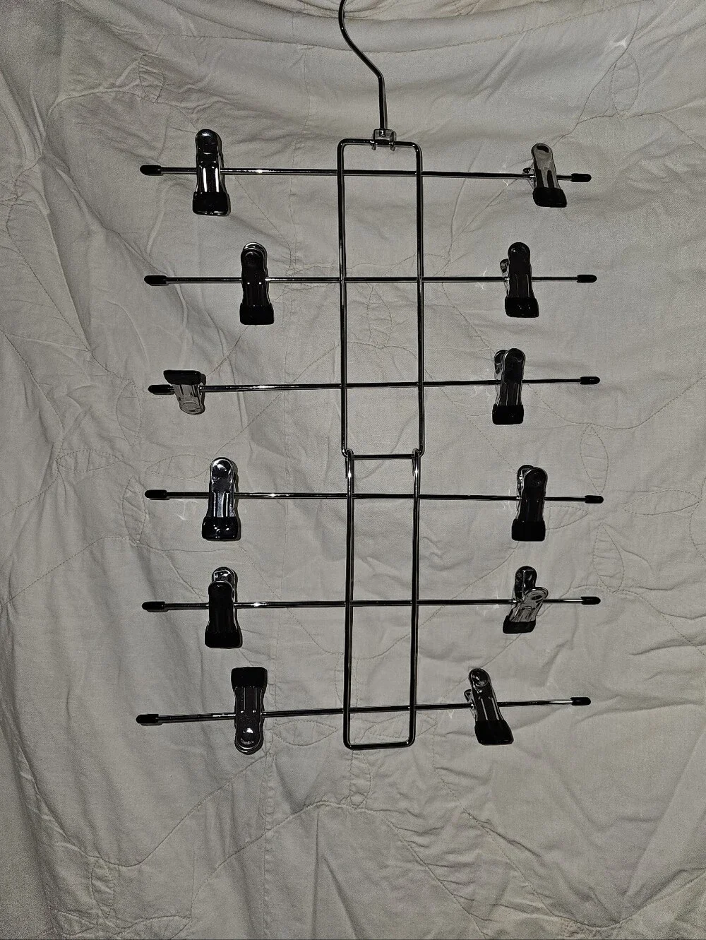 Segmented Chrome Multi-Tier Clip Hanger with Black-tipped Clips